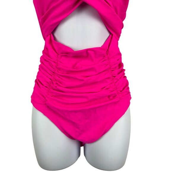 Blooming Jelly Women's Swimsuit One Piece Push Up Tommy Control Pink Size Medium - Picture 4 of 9